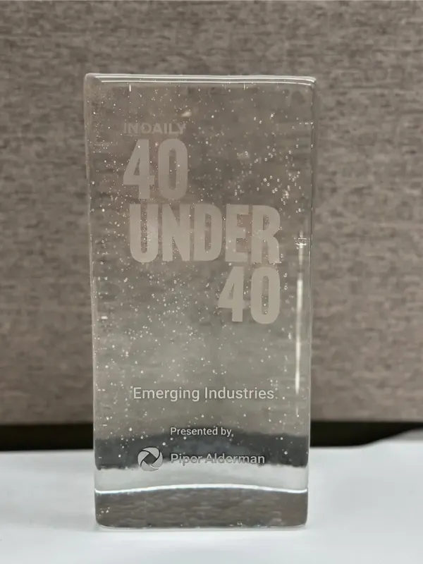 Keen Care 40 Under 40 Emerging Industries trophy