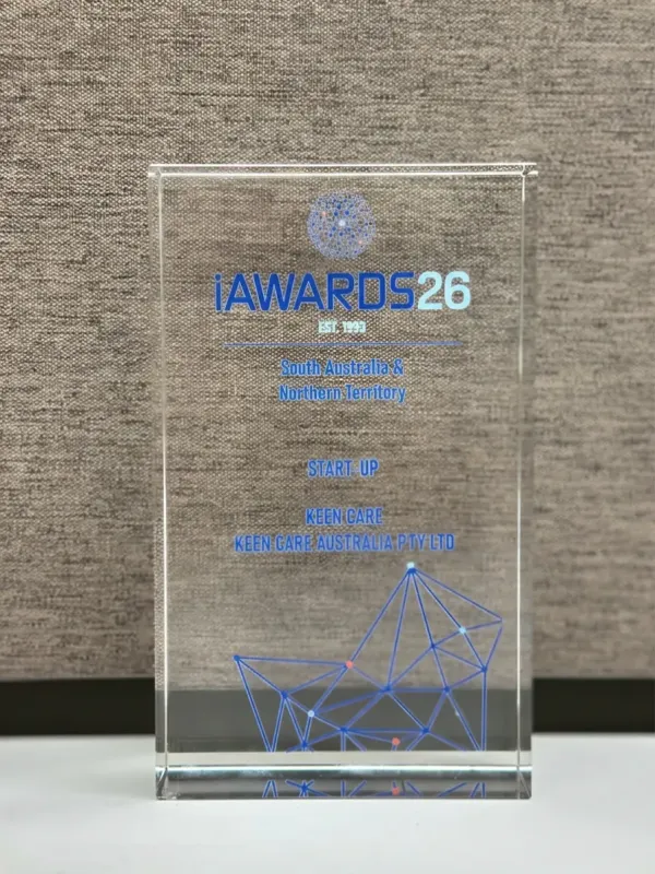 Keen Care iAwards 2026 startup winner trophy
